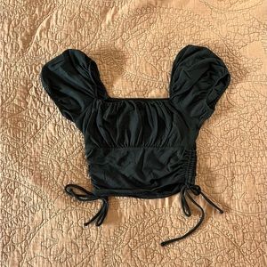 Black Hollister Cinched Crop Top